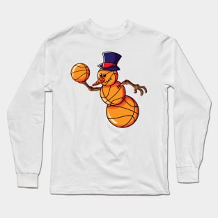 Basketball Snowman Christmas Long Sleeve T-Shirt